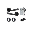 IVER Copenhagen Door Lever Handle On Round Rose | Entrance Kit (Key/Key) | 7 Finishes - Matt Black
