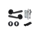 IVER Copenhagen Door Lever Handle On Round Rose | Entrance Kit (Key/Thumb) | 7 Finishes - Matt Black