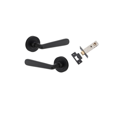 IVER Copenhagen Door Lever Handle On Round Rose | Passage Kit | 7 Finishes - Matt Black