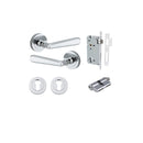 IVER Copenhagen Door Lever Handle On Round Rose | Entrance Kit (Key/Key) | 7 Finishes - Polished Chrome