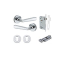 IVER Copenhagen Door Lever Handle On Round Rose | Entrance Kit (Key/Thumb) | 7 Finishes - Polished Chrome