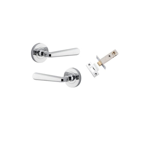 IVER Copenhagen Door Lever Handle On Round Rose | Inbuilt Privacy Kit | 7 Finishes - Polished Chrome