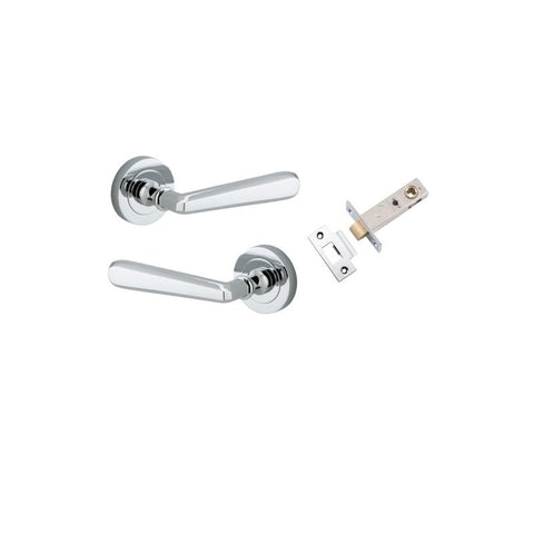 IVER Copenhagen Door Lever Handle On Round Rose | Passage Kit | 7 Finishes - Polished Chrome