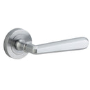 IVER Copenhagen Door Lever Handle On Round Rose | Passage Lever Set Only | 7 Finishes - Brushed Chrome