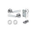 IVER Copenhagen Door Lever Handle On Round Rose | Entrance Kit (Key/Key) | 7 Finishes - Brushed Chrome