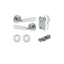 IVER Copenhagen Door Lever Handle On Round Rose | Entrance Kit (Key/Thumb) | 7 Finishes - Brushed Chrome