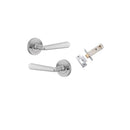 IVER Copenhagen Door Lever Handle On Round Rose | Separate Privacy Kit | 7 Finishes - Brushed Chrome