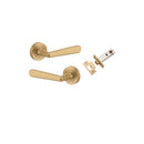 IVER Copenhagen Door Lever Handle On Round Rose | Passage Kit | 7 Finishes - Brushed Brass
