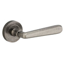 IVER Copenhagen Door Lever Handle On Round Rose | Passage Lever Set Only | 7 Finishes - Distressed Nickel
