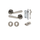 IVER Copenhagen Door Lever Handle On Round Rose | Entrance Kit (Key/Key) | 7 Finishes - Distressed Nickel