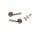 IVER Copenhagen Door Lever Handle On Round Rose | Inbuilt Privacy Kit | 7 Finishes - Distressed Nickel
