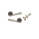 IVER Copenhagen Door Lever Handle On Round Rose | Passage Kit | 7 Finishes - Distressed Nickel