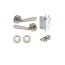 IVER Copenhagen Door Lever Handle On Round Rose | Entrance Kit (Key/Key) | 7 Finishes - Satin Nickel