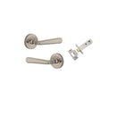 IVER Copenhagen Door Lever Handle On Round Rose | Inbuilt Privacy Kit | 7 Finishes - Satin Nickel