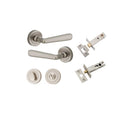 IVER Copenhagen Door Lever Handle On Round Rose | Separate Privacy Kit | 7 Finishes - Satin Nickel