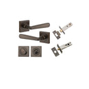 IVER Copenhagen Door Lever Handle On Square Rose | Separate Privacy Kit | 7 Finishes - Signature Brass