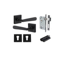 IVER Copenhagen Door Lever Handle On Square Rose | Entrance Kit (Key/Key) | 7 Finishes - Matt Black