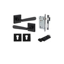 IVER Copenhagen Door Lever Handle On Square Rose | Entrance Kit (Key/Thumb) | 7 Finishes - Matt Black