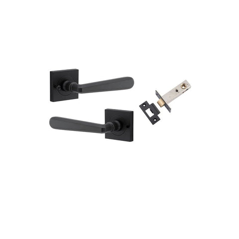 IVER Copenhagen Door Lever Handle On Square Rose | Inbuilt Privacy Kit | 7 Finishes - Matt Black