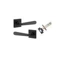 IVER Copenhagen Door Lever Handle On Square Rose | Inbuilt Privacy Kit | 7 Finishes - Matt Black