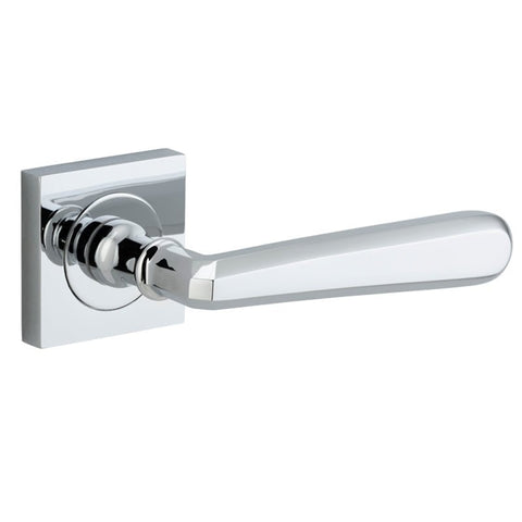 IVER Copenhagen Door Lever Handle On Square Rose | Passage Lever Set Only | 7 Finishes - Polished Chrome