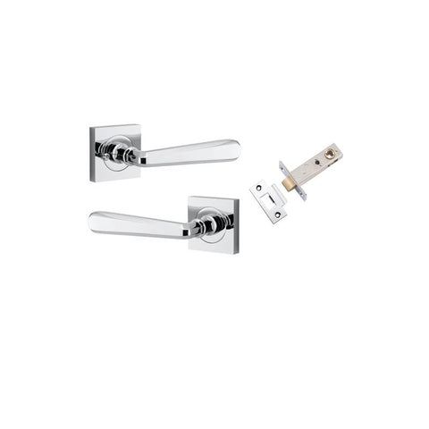 IVER Copenhagen Door Lever Handle On Square Rose | Inbuilt Privacy Kit | 7 Finishes - Polished Chrome