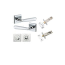 IVER Copenhagen Door Lever Handle On Square Rose | Separate Privacy Kit | 7 Finishes - Polished Chrome