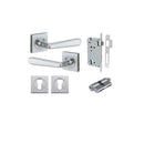 IVER Copenhagen Door Lever Handle On Square Rose | Entrance Kit (Key/Key) | 7 Finishes - Brushed Chrome
