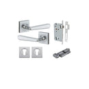 IVER Copenhagen Door Lever Handle On Square Rose | Entrance Kit (Key/Thumb) | 7 Finishes - Brushed Chrome
