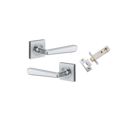 IVER Copenhagen Door Lever Handle On Square Rose | Passage Kit | 7 Finishes - Brushed Chrome