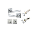 IVER Copenhagen Door Lever Handle On Square Rose | Separate Privacy Kit | 7 Finishes - Distressed Nickel