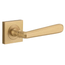 IVER Copenhagen Door Lever Handle On Square Rose | Passage Lever Set Only | 7 Finishes - Brushed Brass