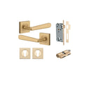IVER Copenhagen Door Lever Handle On Square Rose | Entrance Kit (Key/Key) | 7 Finishes - Brushed Brass