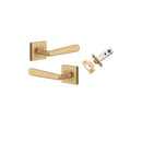 IVER Copenhagen Door Lever Handle On Square Rose | Passage Kit | 7 Finishes - Brushed Brass
