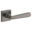 IVER Copenhagen Door Lever Handle On Square Rose | Passage Lever Set Only | 7 Finishes - Distressed Nickel
