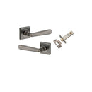 IVER Copenhagen Door Lever Handle On Square Rose | Passage Kit | 7 Finishes - Distressed Nickel