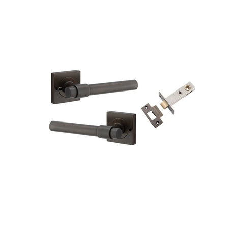 Iver Helsinki Solid Brass Door Lever on Square Rose | Inbuilt Privacy Kit | 7 Finishes - Signature Brass