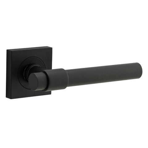 Iver Helsinki Solid Brass Door Lever on Square Rose | Passage Lever Set Only | 7 Finishes - Matt Black