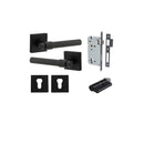 Iver Helsinki Solid Brass Door Lever on Square Rose | Entrance Kit (Key/Key) | 7 Finishes - Matt Black