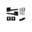 Iver Helsinki Solid Brass Door Lever on Square Rose | Entrance Kit (Key/Thumb) | 7 Finishes - Matt Black