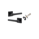 Iver Helsinki Solid Brass Door Lever on Square Rose | Inbuilt Privacy Kit | 7 Finishes - Matt Black