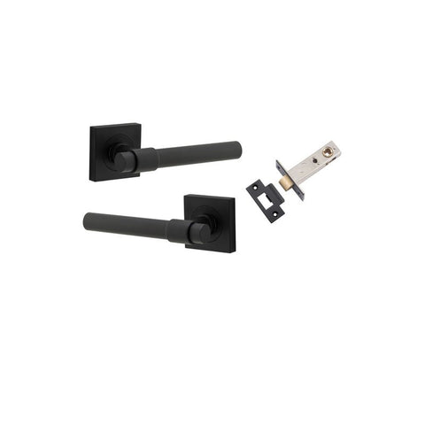 Iver Helsinki Solid Brass Door Lever on Square Rose | Passage Kit | 7 Finishes - Matt Black