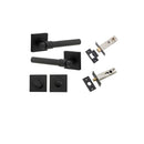 Iver Helsinki Solid Brass Door Lever on Square Rose | Separate Privacy Kit | 7 Finishes - Matt Black