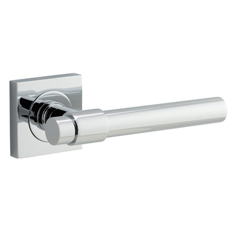 Iver Helsinki Solid Brass Door Lever on Square Rose | Passage Lever Set Only | 7 Finishes - Polished Chrome