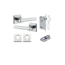 Iver Helsinki Solid Brass Door Lever on Square Rose | Entrance Kit (Key/Key) | 7 Finishes - Polished Chrome