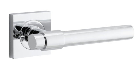 Iver Helsinki Solid Brass Door Lever on Square Rose | Inbuilt Privacy Kit | 7 Finishes - Polished Chrome