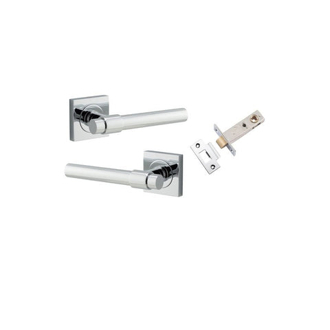 Iver Helsinki Solid Brass Door Lever on Square Rose | Passage Kit | 7 Finishes - Polished Chrome