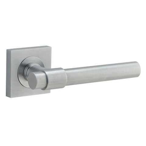 Iver Helsinki Solid Brass Door Lever on Square Rose | Passage Lever Set Only | 7 Finishes - Brushed Chrome