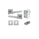 Iver Helsinki Solid Brass Door Lever on Square Rose | Entrance Kit (Key/Key) | 7 Finishes - Brushed Chrome