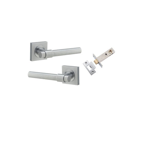 Iver Helsinki Solid Brass Door Lever on Square Rose | Passage Kit | 7 Finishes - Brushed Chrome